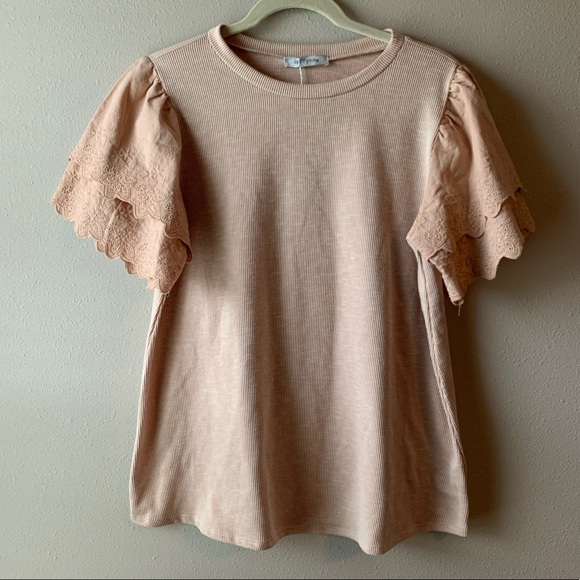 Ces Femme Tops - 5/$25 Ces Femme • Peach lace-sleeved top